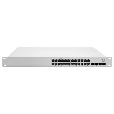 Switch Cisco Meraki MS210-24 - 24x GbE RJ45, 4x GbE SFP, 1x Interface GbErenciamento, 2x Stack Port - PN: MS210-24-HW