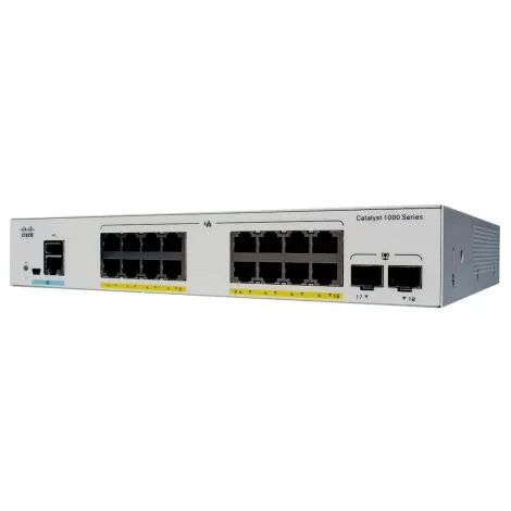 Switch Cisco Catalyst C1000-16T-2G-L - 16 portas 10/100/1000 RJ45, 2x SFP - PN: C1000-16T-2G-L